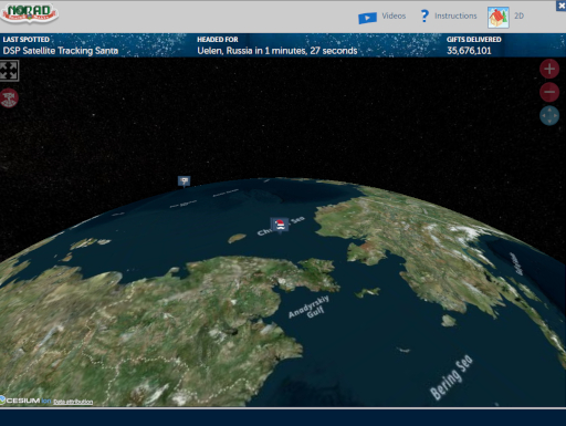 Official NORAD Tracks Santa - goto Uelen, Russia - SS画像